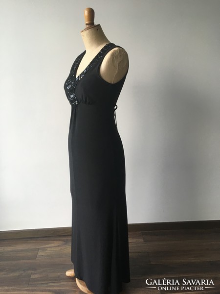 Új, címkés M&Co fekete hosszú party ruha, elegáns alkalmi maxiruha - méret: 38, M