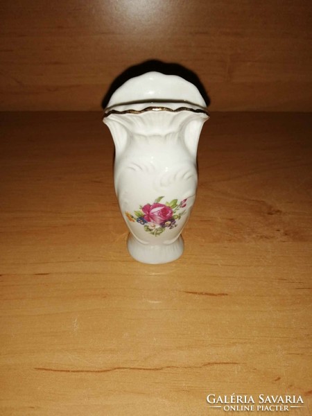 Old GDR porcelain violet vase with flower pattern - 9 cm high (21/d)