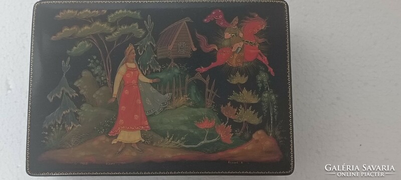 Russian lacquer box paleh hand painted tale konyok gorbunov