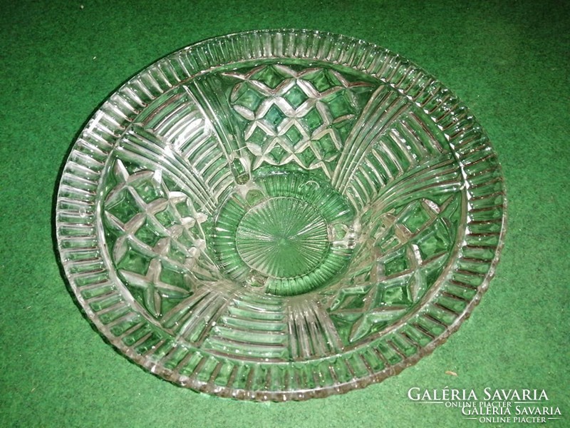 Antik háromlábú üveg kínáló tál 27 cm (b)