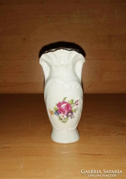 Old GDR porcelain violet vase with flower pattern - 9 cm high (21/d)