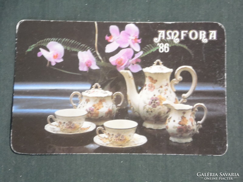 Card calendar, amphora üvért company, Zsolnay porcelain coffee set, 1986, (3)
