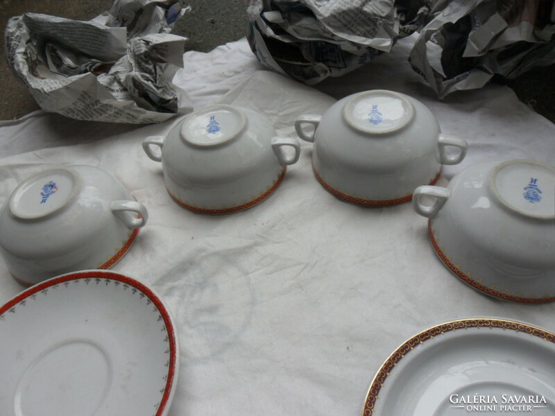 Alföldi 2-handled porcelain cups with coasters