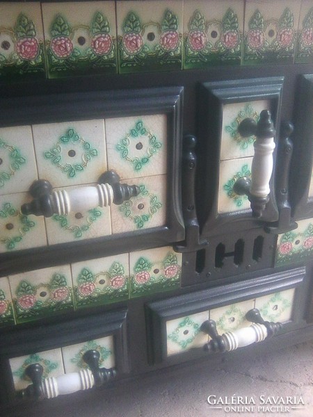 100-year-old art nouveau Belgian tile stove, sparhelt, sparherd, brand new