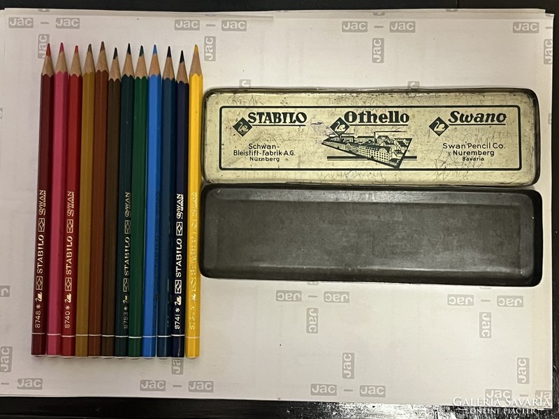 Othello stable swan !!! Metal box 60s 12 colored pencils 80s !!!