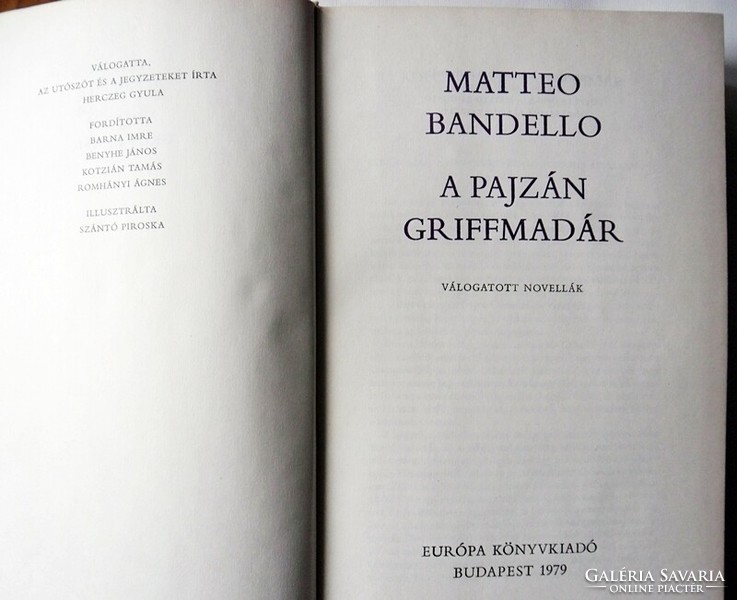 Matteo Bandello: A pajzán griffmadár (illusztrált)