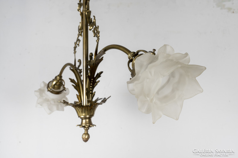 Art Nouveau chandelier with a rose shade