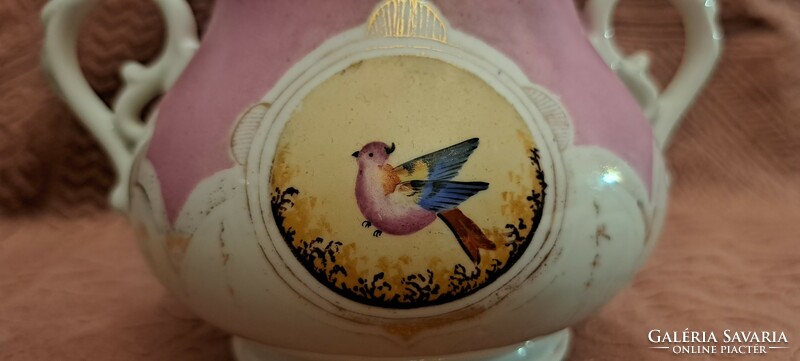 Antique bird porcelain sugar bowl (m4328)