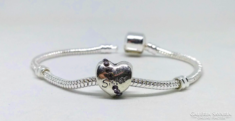 Pandora compatible sister heart charm for bracelet, necklace 26