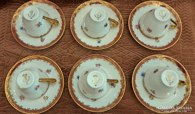 6 porcelain coffee cups with saucers (m4330)