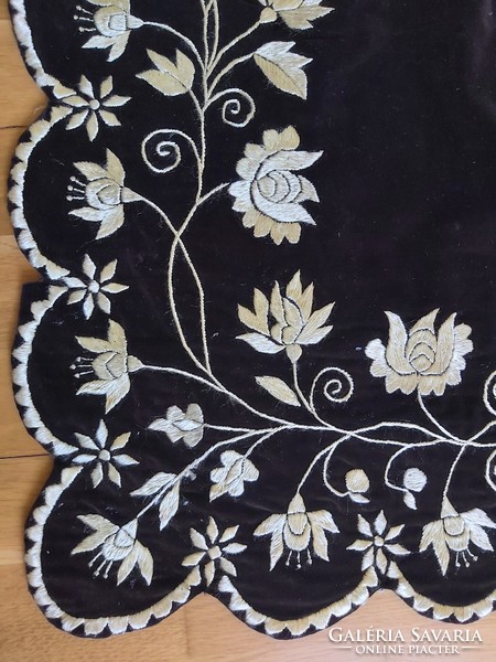 Antique velvet embroidered apron with gold silk thread
