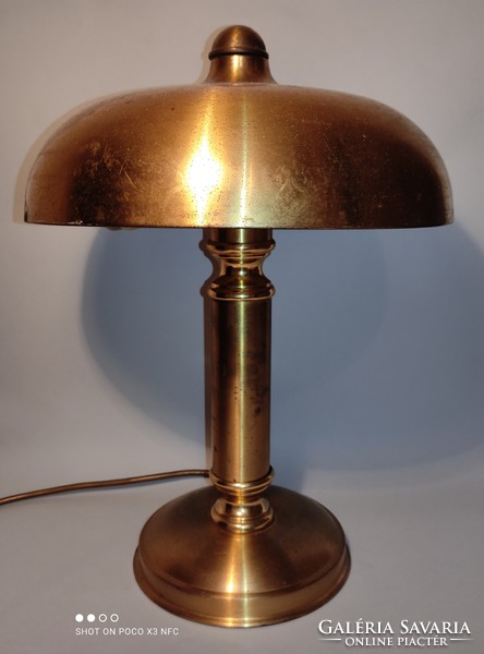 Vintage copper gold colored metal two bulb table lamp 1970s