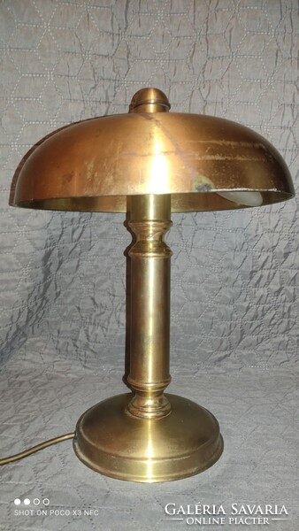 Vintage copper gold colored metal two bulb table lamp 1970s