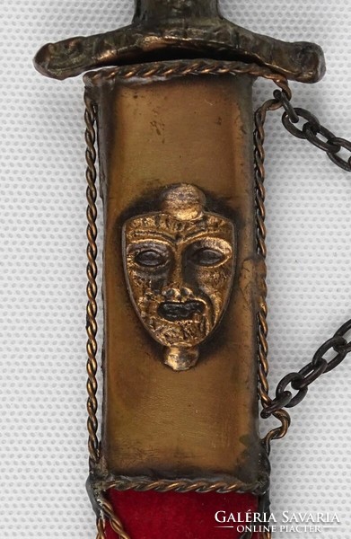 1P600 Greek ornament in copper veined case 38.5 Cm