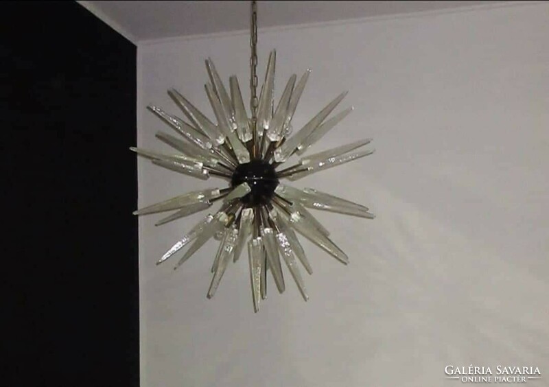 Sputnik chandelier (black frame, with Murano glass rods)