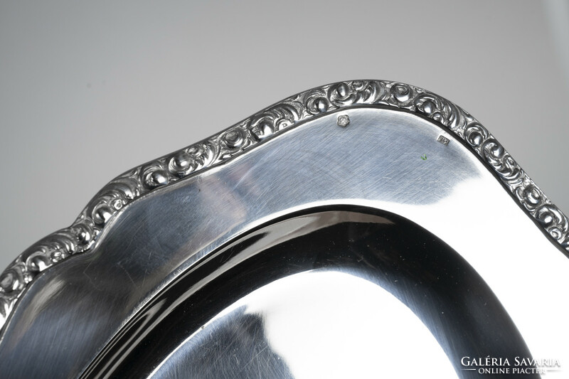 Silver tray with tendril ribbon decoration on the edge (tray sale!)