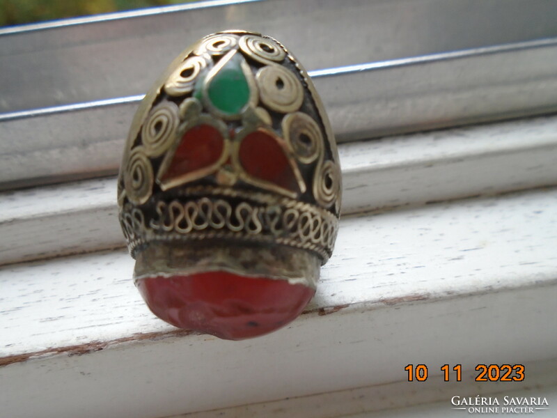 INTAGLIO KARNEOL Pegazussal afgán-türkmén,ottomán látványos törzsi gyűrű