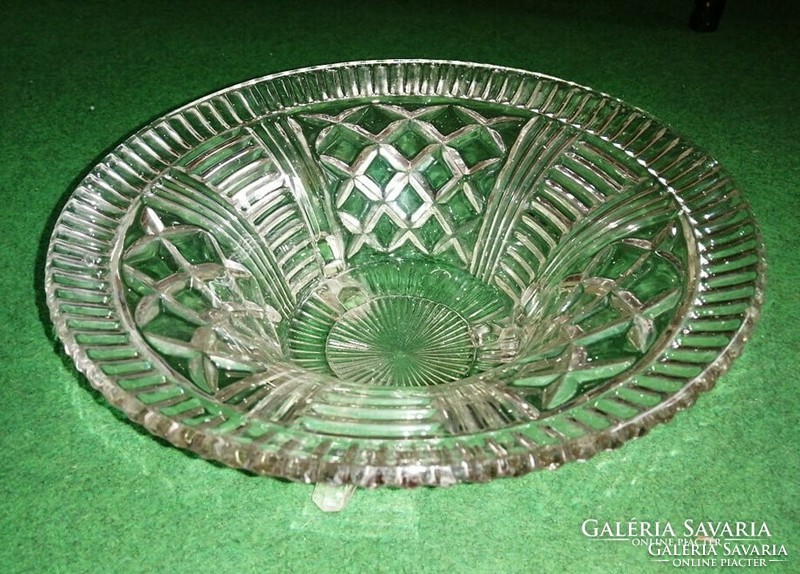 Antique three-legged glass serving bowl 27 cm (b)