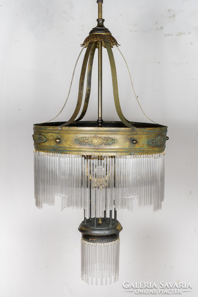 Art Nouveau spaghetti glass chandelier