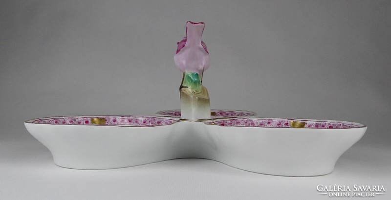 1P272 Lila indiai kosaras madaras Herendi porcelán asztalközép kínáló tál