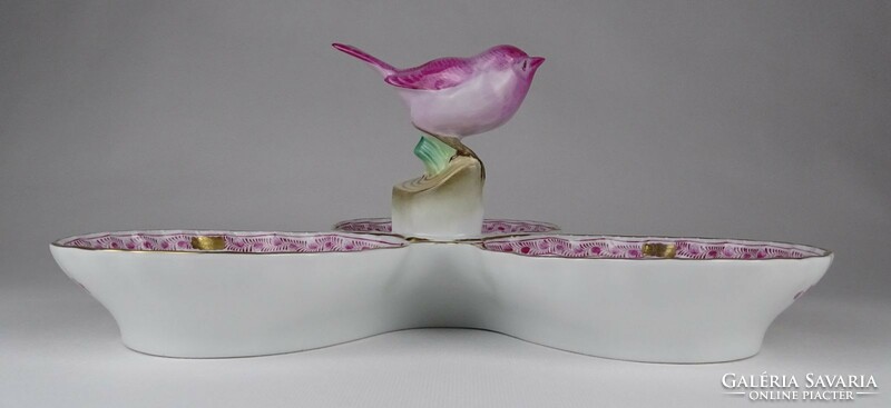 1P272 purple Indian basket bird Herend porcelain center serving bowl