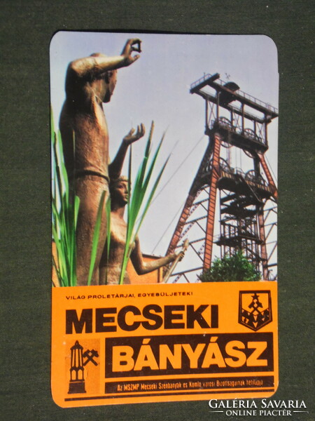 Kártyanaptár, Mecseki ércbányász vállalat, újság, Pécs, akna torony,1985,   (3)