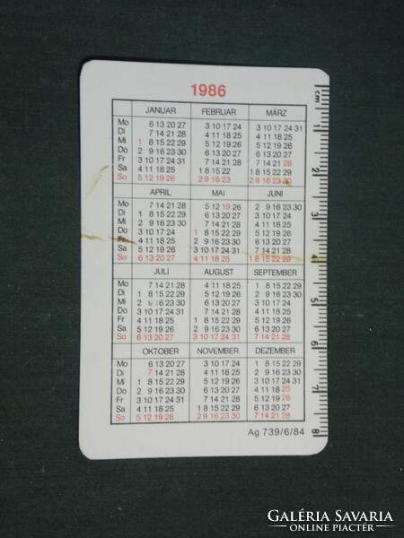 Card calendar, textile weaving factory from the GDR, 1986, (3)