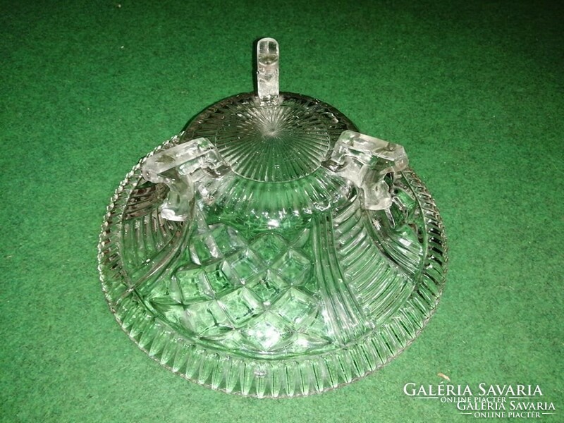 Antique three-legged glass serving bowl 27 cm (b)