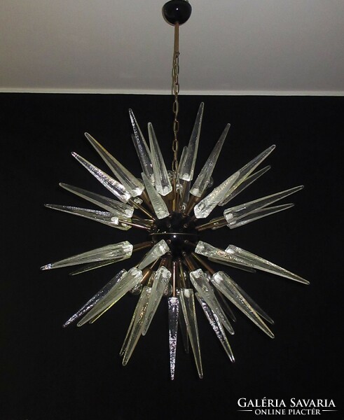 Sputnik chandelier (black frame, with Murano glass rods)