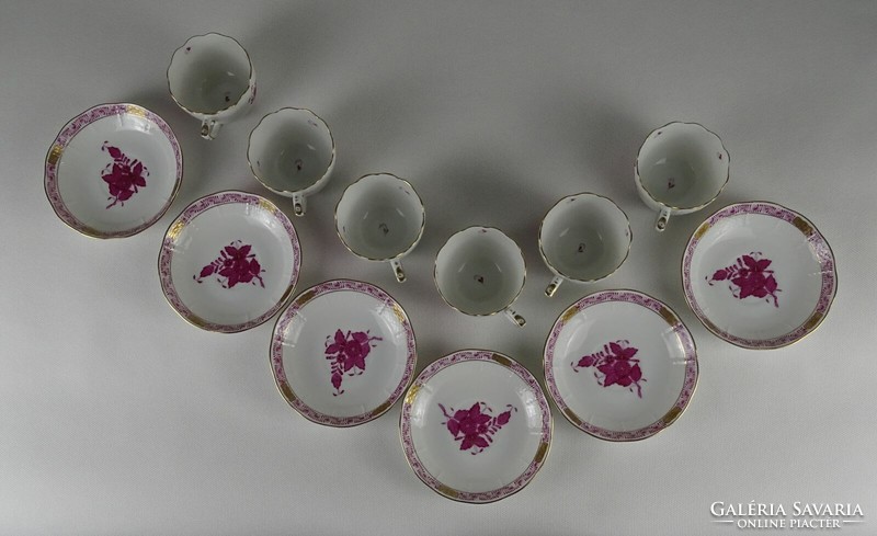 1P271 purple Appony pattern Herend porcelain coffee set for 6 people