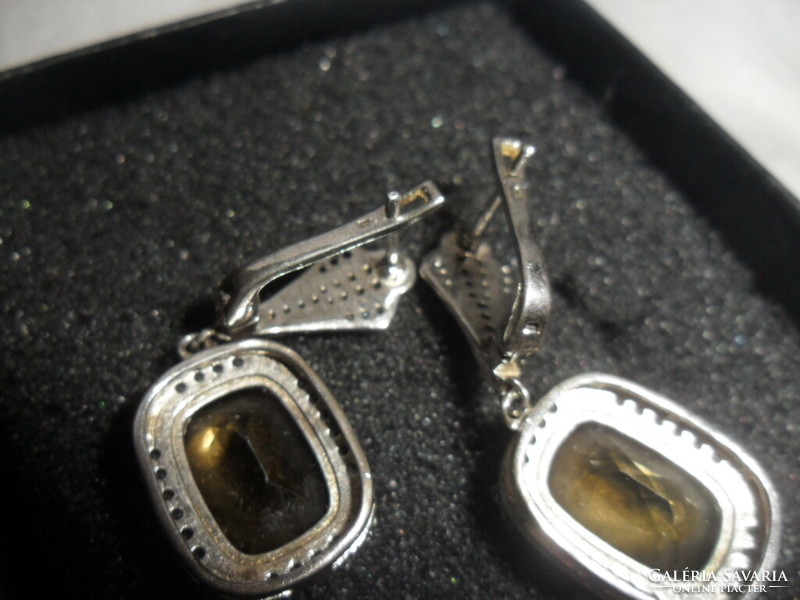 Emporia silver earrings with Bolivian quartz and topaz with certificate