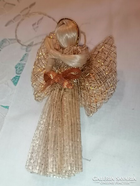 Retro, handmade, straw angel Christmas ornament 41.