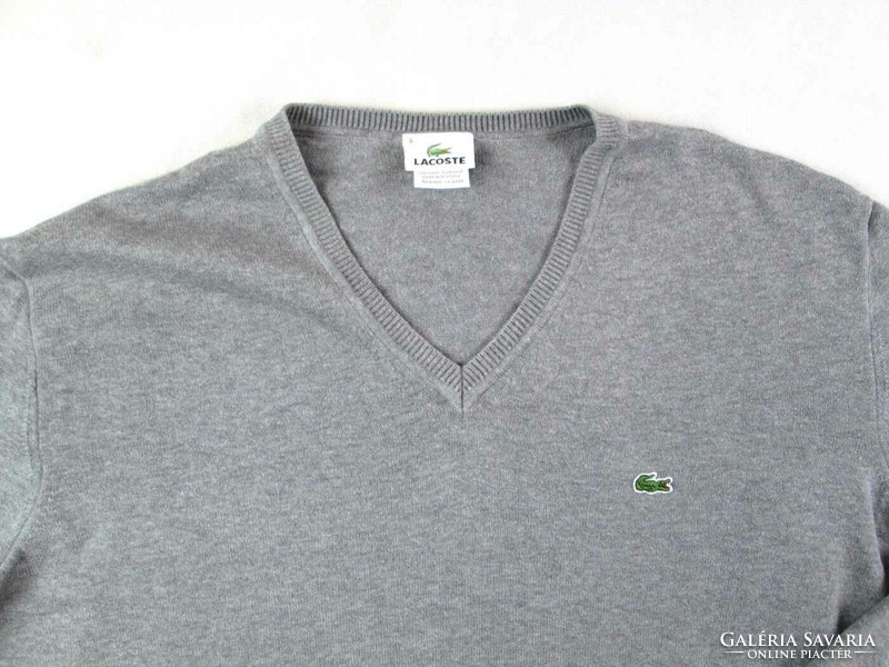 EREDETI LACOSTE (2XL) ELEGÁNS HOSSZÚ UJJÚ FÉRFI SZÜRKE PULÓVER