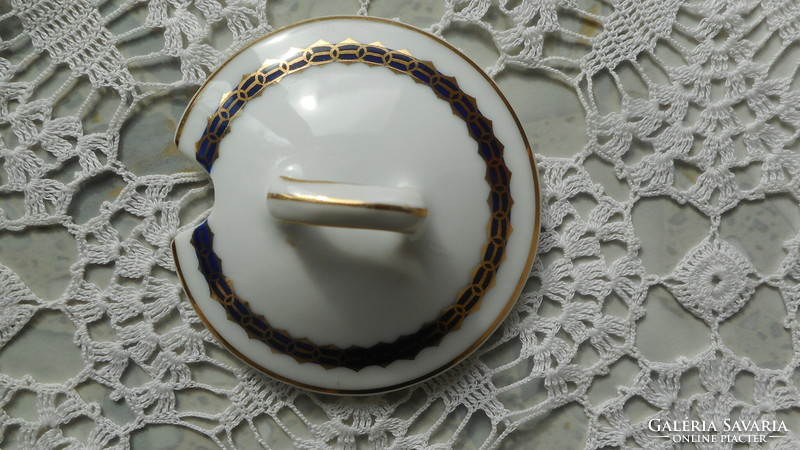 Antique porcelain sugar bowl, with mustard