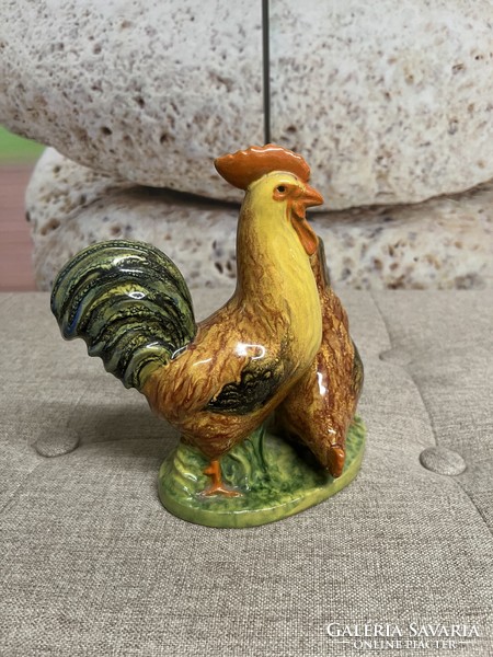 József Nógrádi painted - glazed majolica rooster family a63