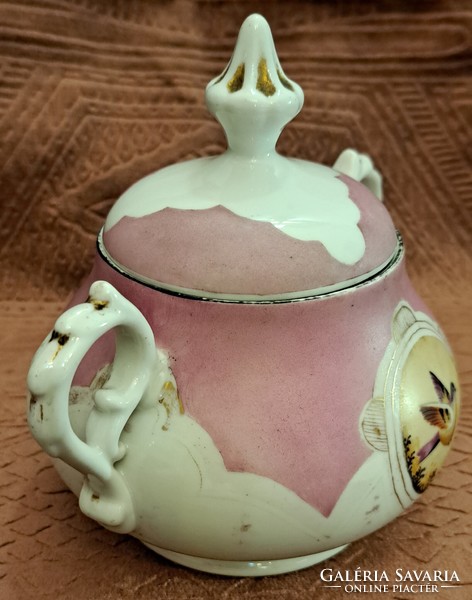 Antique bird porcelain sugar bowl (m4328)