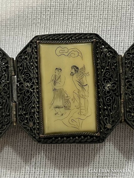 Antique Japanese bone inlaid bracelet