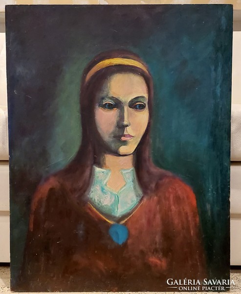 Female portrait painting by Gyula Huszár