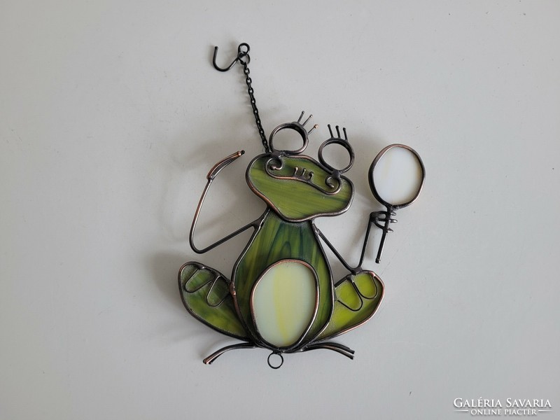 Stained glass retro frog figure with mirror