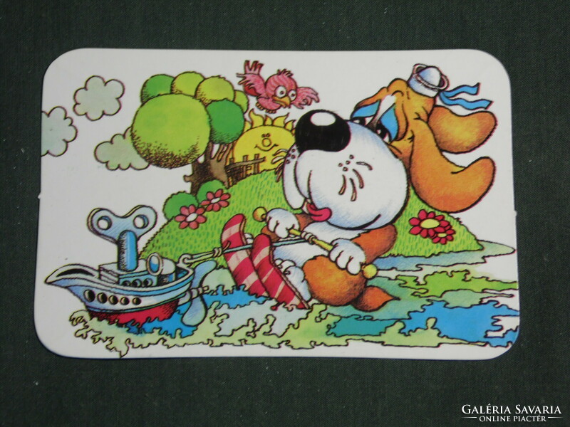 Card calendar, traffic gift shop, graphic artist, fairy tale figure, dog, 1987, (3)