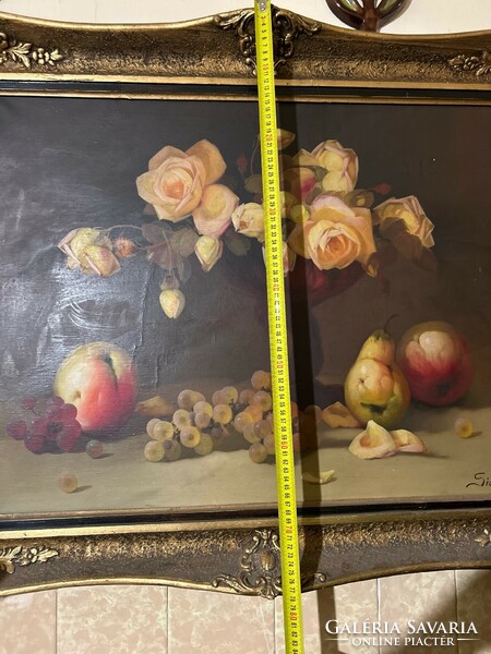 Lajos Sidelszki 20, from the first half of the century, oil on canvas, rosy still life, for sale from a legacy