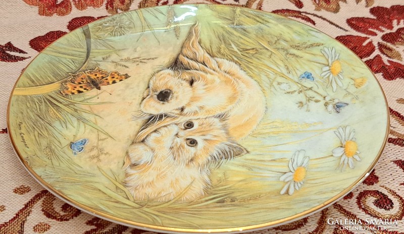 Dog and cat porcelain decorative plate, wall plate (l