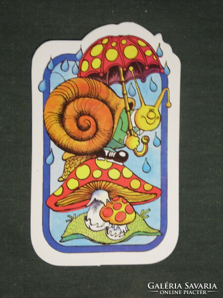 Card calendar, traffic gift shop, graphic artist, fairy tale figure, snail mushroom, 1987, (3)