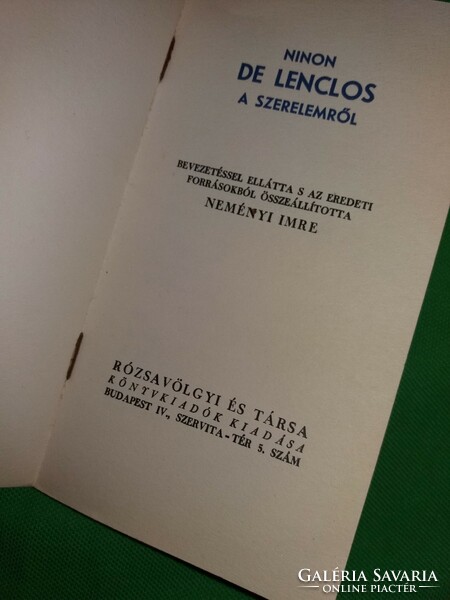 1890.Ninon de Lenclos :A szerelemről Bölcsességek, aforizmák könyv képek szerint Rózsavölgyi