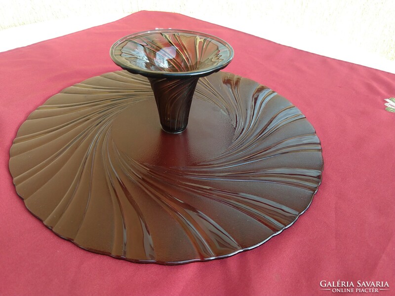 Huge smoke-colored glass cake stand: 36 x 10 cm, perfect..