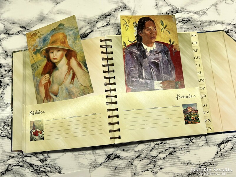 Postcard organizer album impressionist and post-impressionist painters with postcards postmen