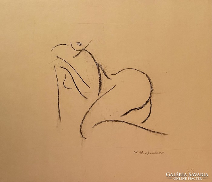 Nyina Florovskaya, female nude 23, charcoal drawing, cardboard, 23 x 28 cm, unframed
