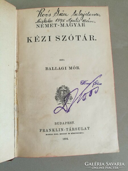 Ballagi Mór: Német-magyar és magyar-német kézi szótár egy kötetben