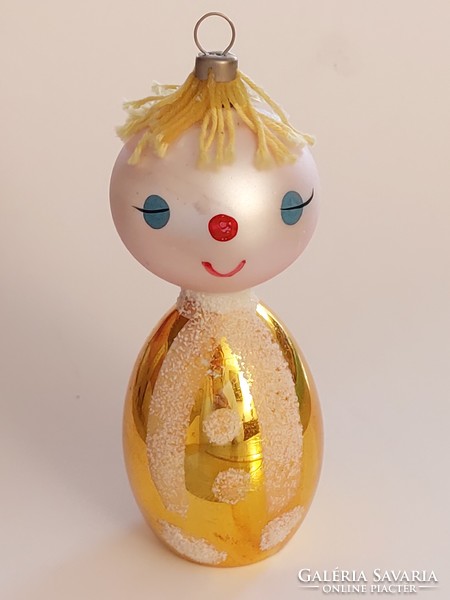 Old glass Christmas tree ornament baby blonde girl large glass ornament