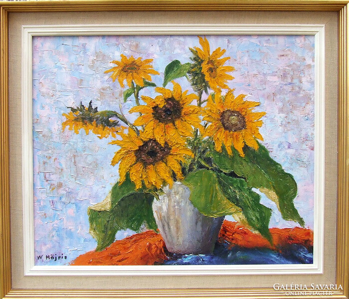 Sunflower still life by W. Höjriz